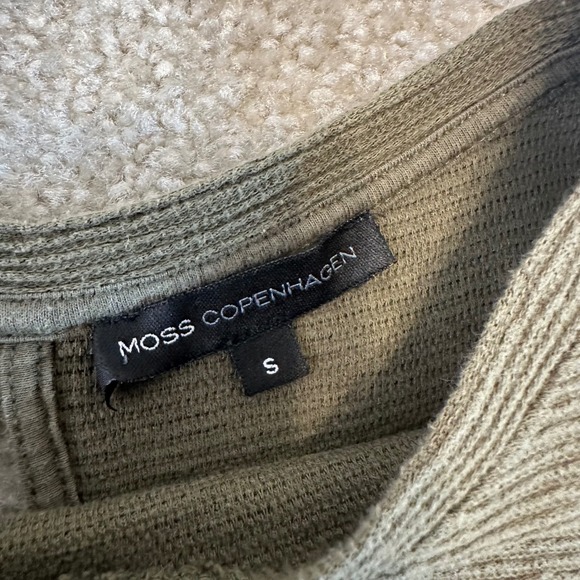 MOSS COPENHAGEN Olive Green Textured Wave Cotton Sleeveless Top Size S - Picture 4 of 6